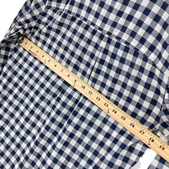J.CREW Button Up Shirt Womens Medium Navy White Checked 100% Cotton Long Sleeve - Picture 13 of 16